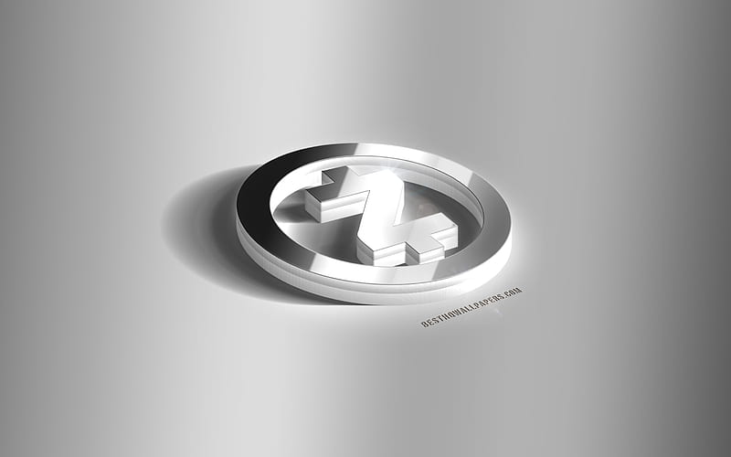 Zcash 3D silver logo, Zcash, cryptocurrency, gray background, Zcash logo, Zcash 3D emblem, metal Zcash 3D logo, HD wallpaper