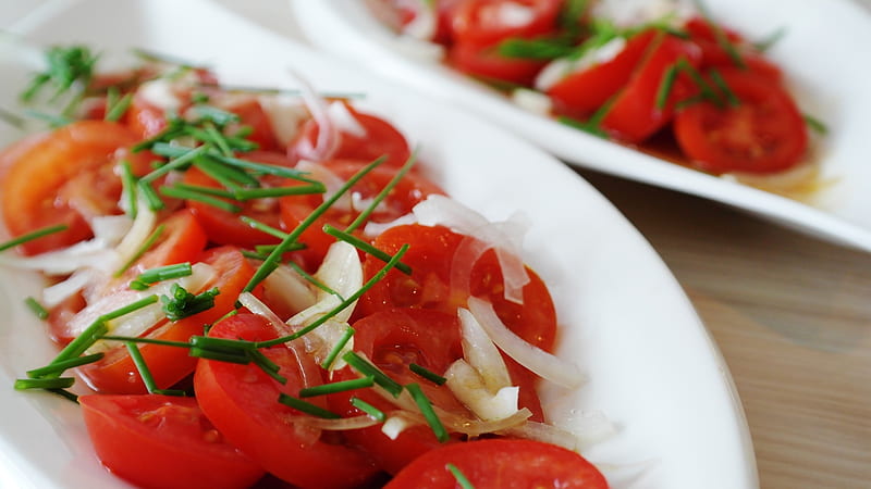 Tomato Salad, Tomatoes, Onions, Healthy, Salad, Food, Delicious, HD wallpaper