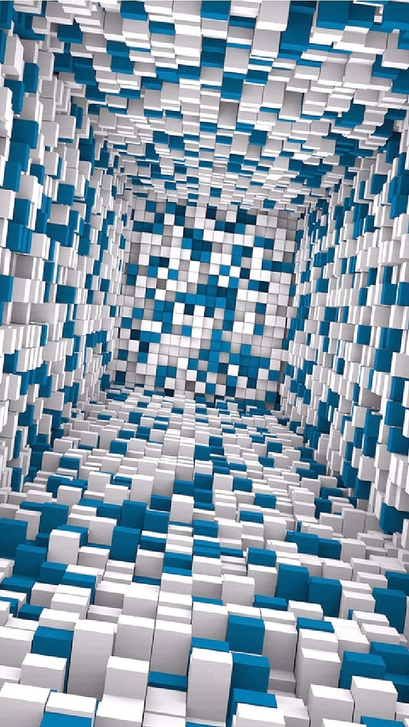 3d Live Blue And White Boxes, 3d live, blue, white boxes, tunnel, HD phone  wallpaper | Peakpx