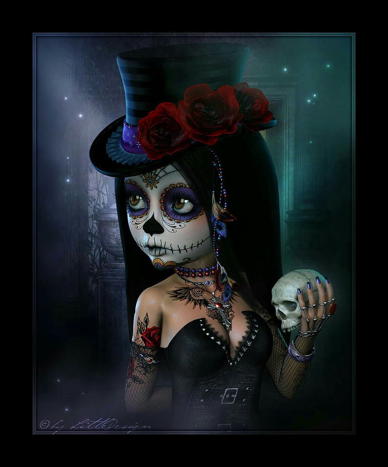 Sugar skull art, dark, sugar skull, HD phone wallpaper