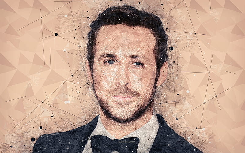 Ryan Gosling, art Canadian actor, geometric art, face, portrait, Hollywood star, Ryan Thomas Gosling, HD wallpaper