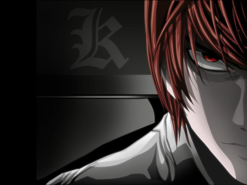 Death Note, red, anime, black, light yagami, kira, HD wallpaper