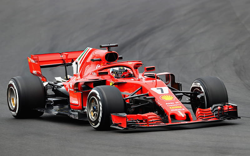 Kimi Raikkonen raceway, Ferrari SF71H, 2018 cars, Scuderia Ferrari, Formula 1, new ferrari f1, F1, new cockpit protection, HALO, SF71H, Ferrari, Ferrari 2018, HD wallpaper