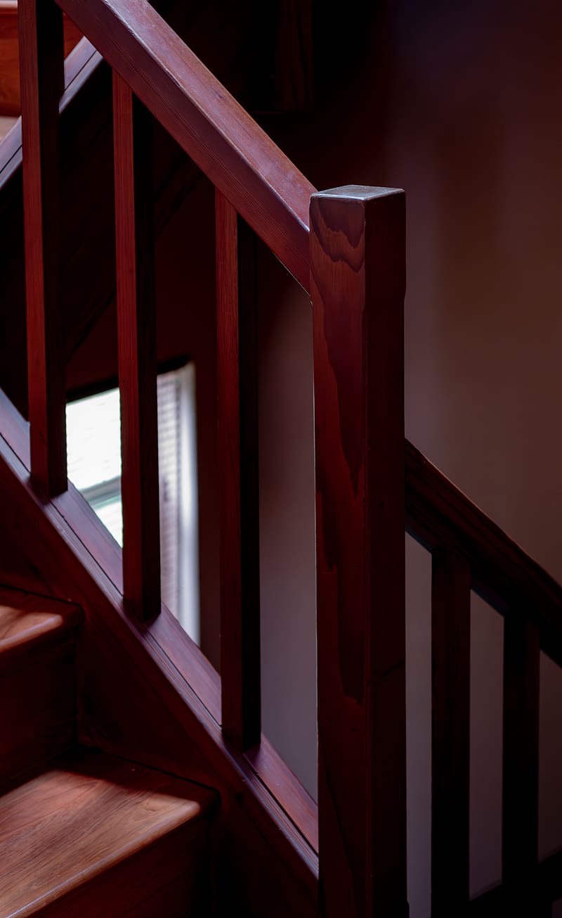 stairs, railings, wooden, brown, HD phone wallpaper