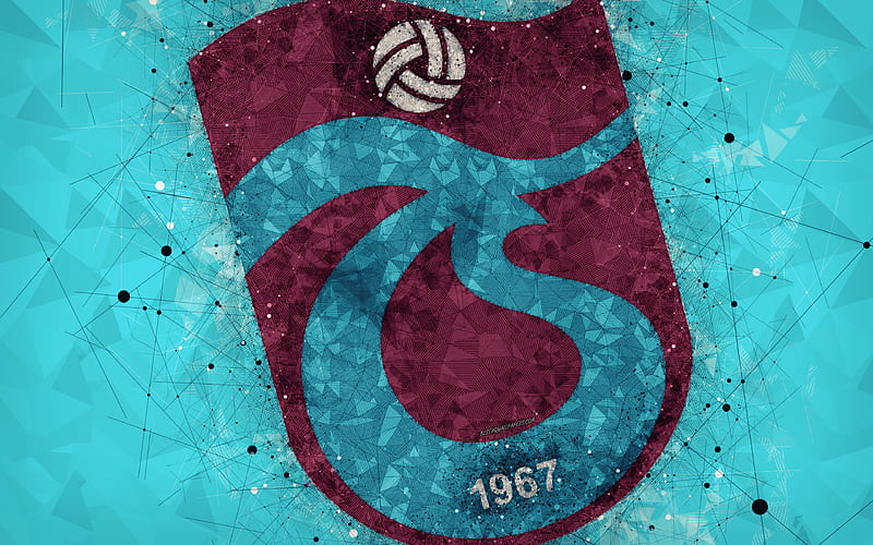 Trabzonspor logo, creative art, Turkish football club, geometric art, grunge style, blue abstract background, Trabzon, Turkey, Super Lig, football, HD wallpaper