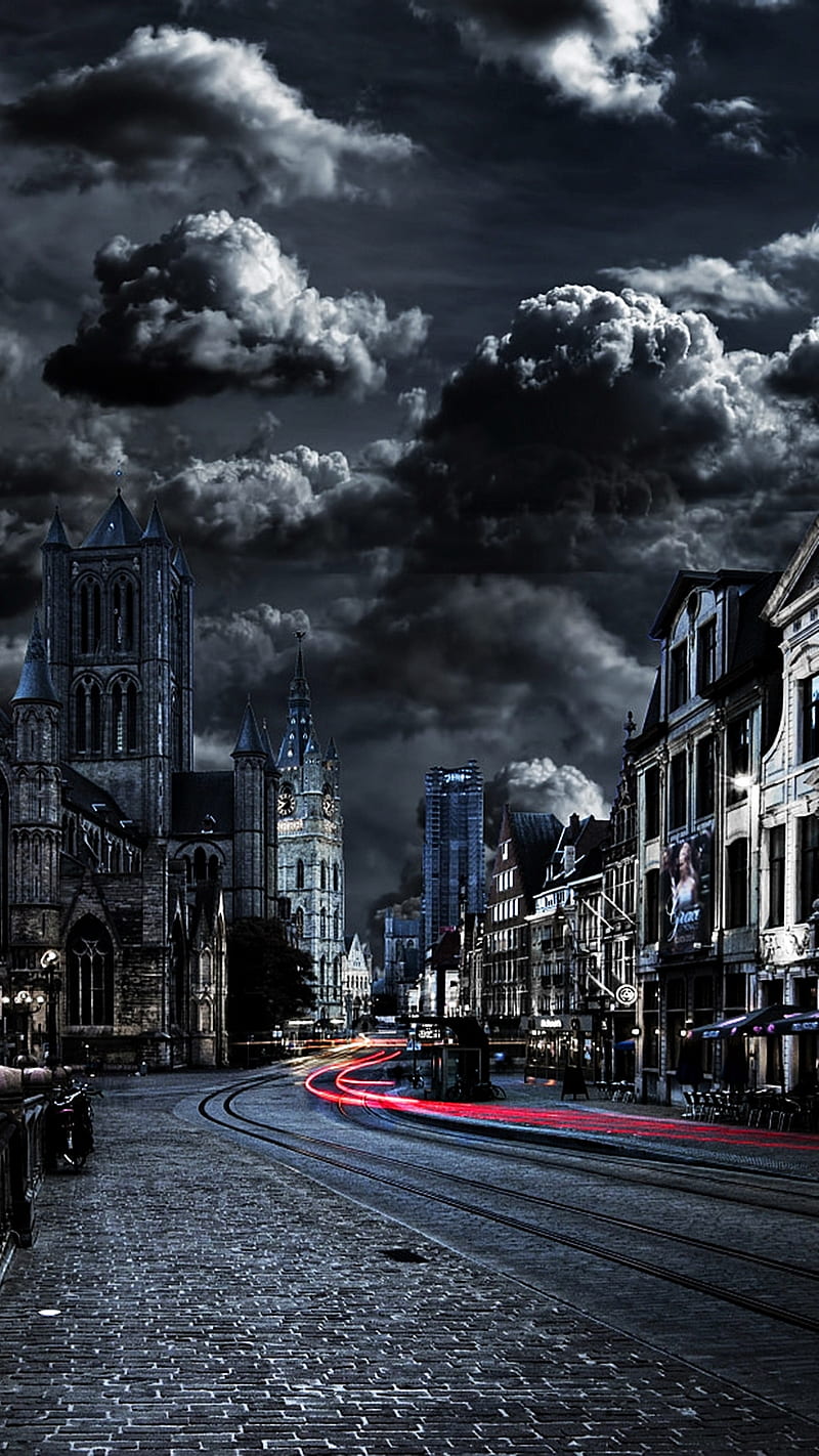 Black day, city, life, london, nature, road, storm, HD phone wallpaper