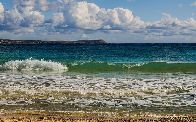 Sea in Ayia Napa, Cyprus, beach, Cyprus, sea, wave, HD wallpaper