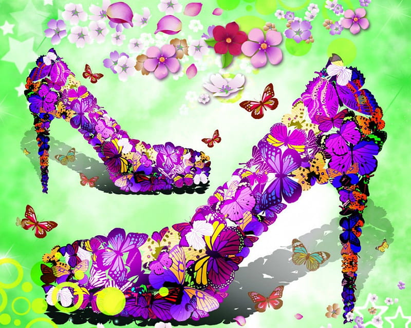 Butterfly shoe, shoe, butterflies, abstract, vector, HD wallpaper | Peakpx