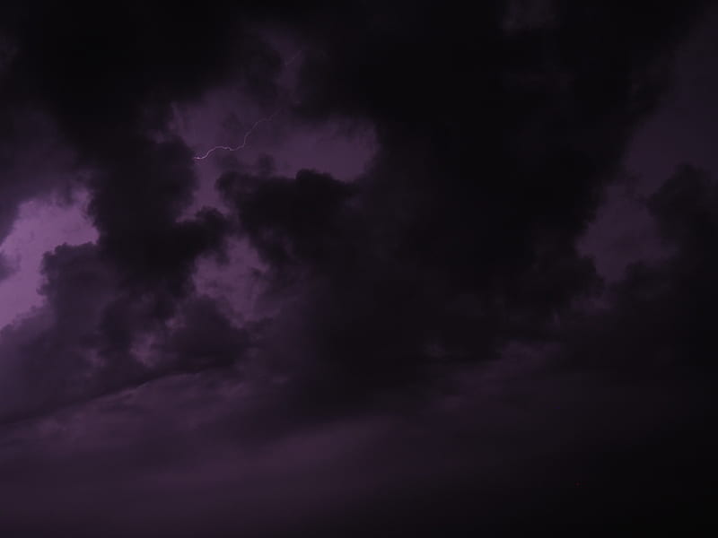 lightning, clouds, storm, purple, HD wallpaper