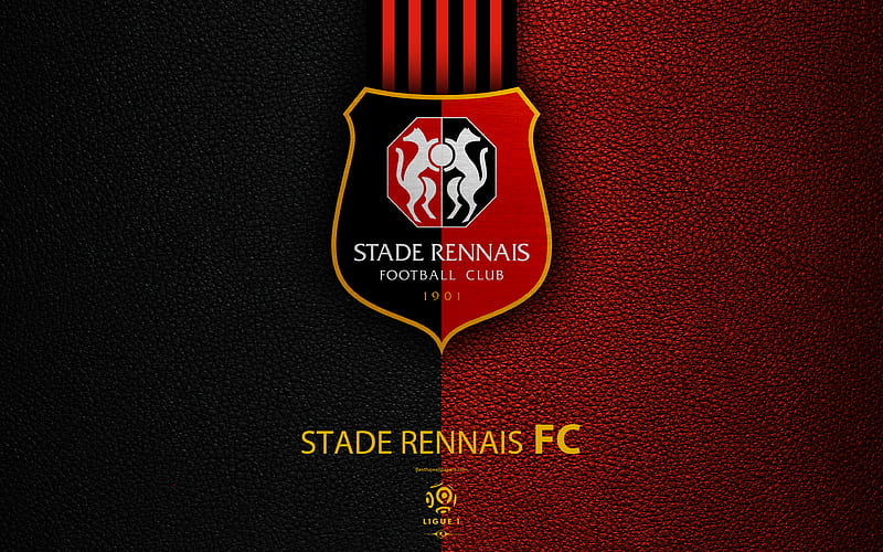 Stade Rennais FC French football club, Ligue 1, leather texture, logo, emblem, Rennes, France, football, HD wallpaper