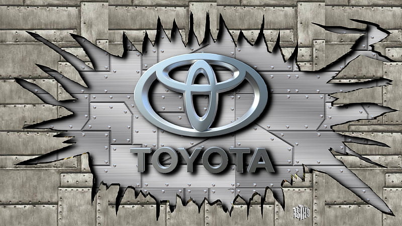 Cracked steel Toyota-1, Toyota Logo, Toyota , Toyota motors, Toyota Background, Toyota, Toyota emblem, HD wallpaper