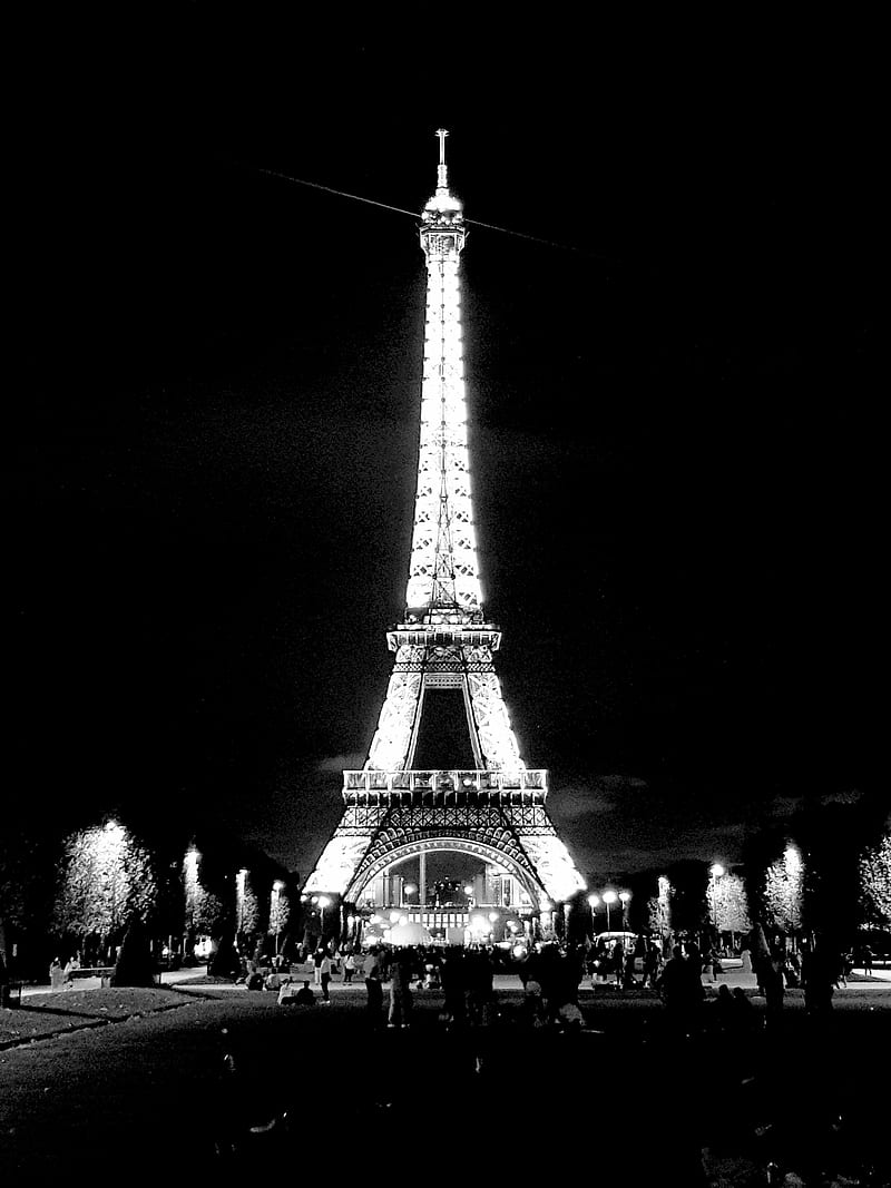 Eifel Tower, black and white, france, paris, HD phone wallpaper