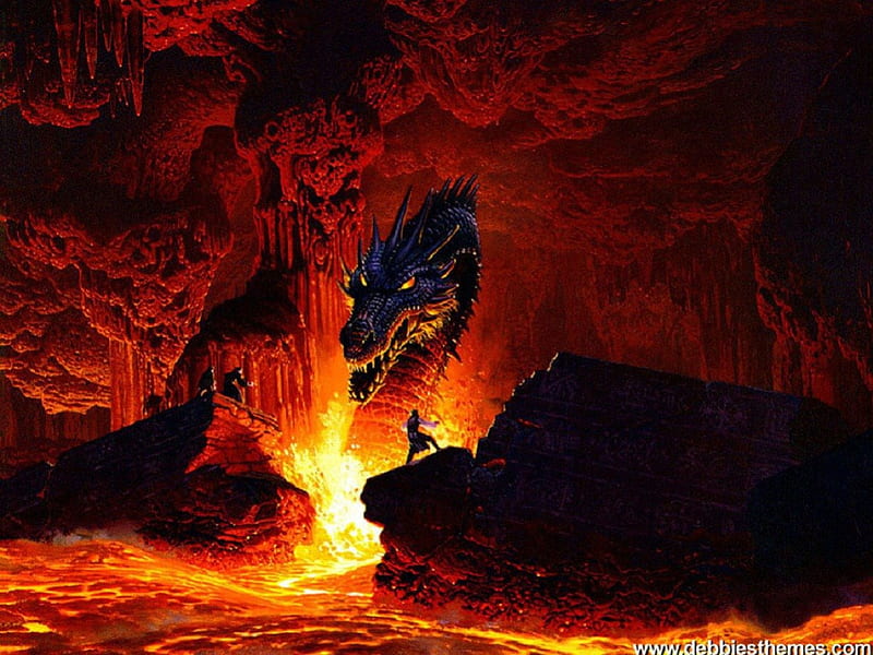 Black Dragon, medievil, fire and brimstone, fantasy, dragon, HD wallpaper