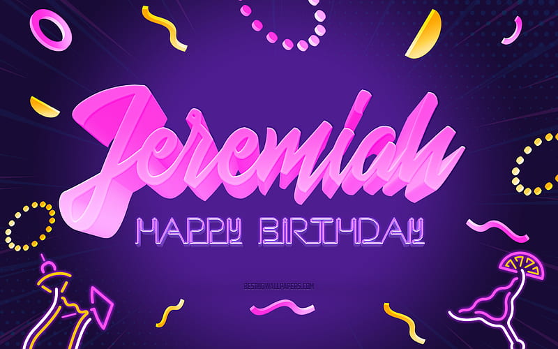 Happy Birtay Jeremiah Purple Party Background, Jeremiah, creative art, Happy Jeremiah birtay, Jeremiah name, Jeremiah Birtay, Birtay Party Background, HD wallpaper