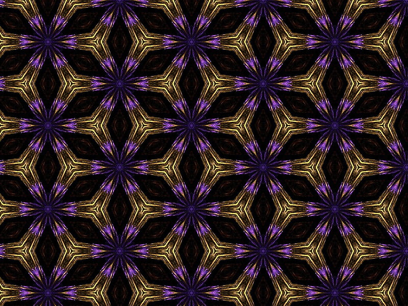 Kaleidoscope 6, kaleidoscope, art, purple, yellow, hop, blue, HD wallpaper