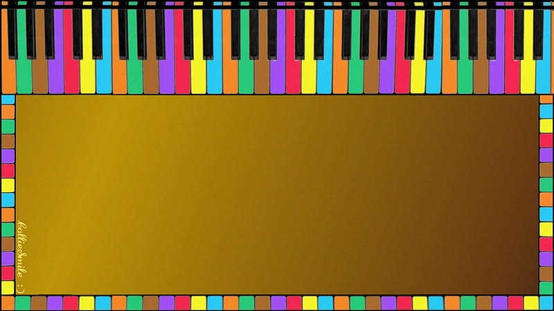 Piano Keys Border I - Golden, border, colorful, keys, frame, notes, naturals, sharps, upright piano, flats, musical notes, keyboard, keyboards, boarder, music, piano, key, border1ine, musica1, pianoforte, HD wallpaper