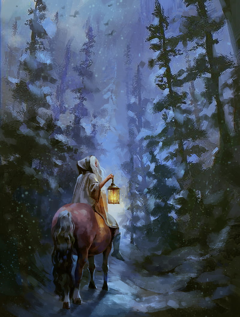 horse, traveler, snow, HD phone wallpaper