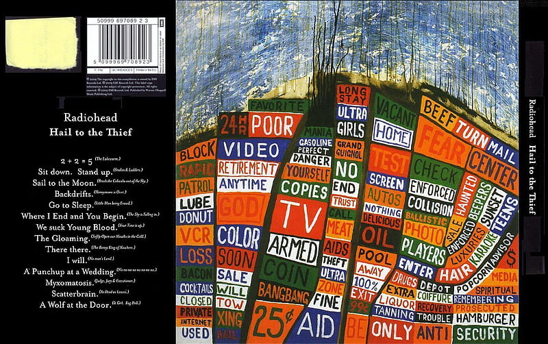 Radiohead Hail To The Thief, donwood, indie, thief, rock, radiohead, thom yorke, music, hail, HD wallpaper