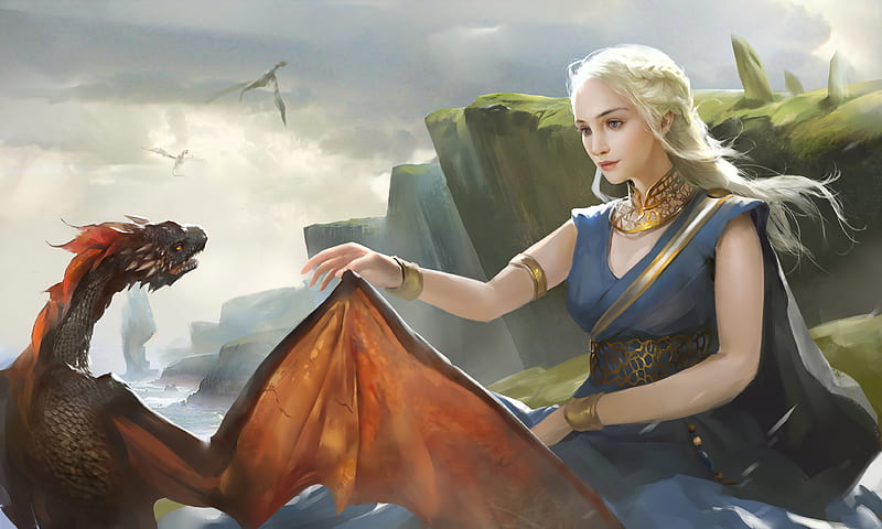 Little Dragon Daenerys Targayen, daenerys-targaryen, game-of-thrones, tv-shows, artist, artwork, digital-art, artstation, HD wallpaper