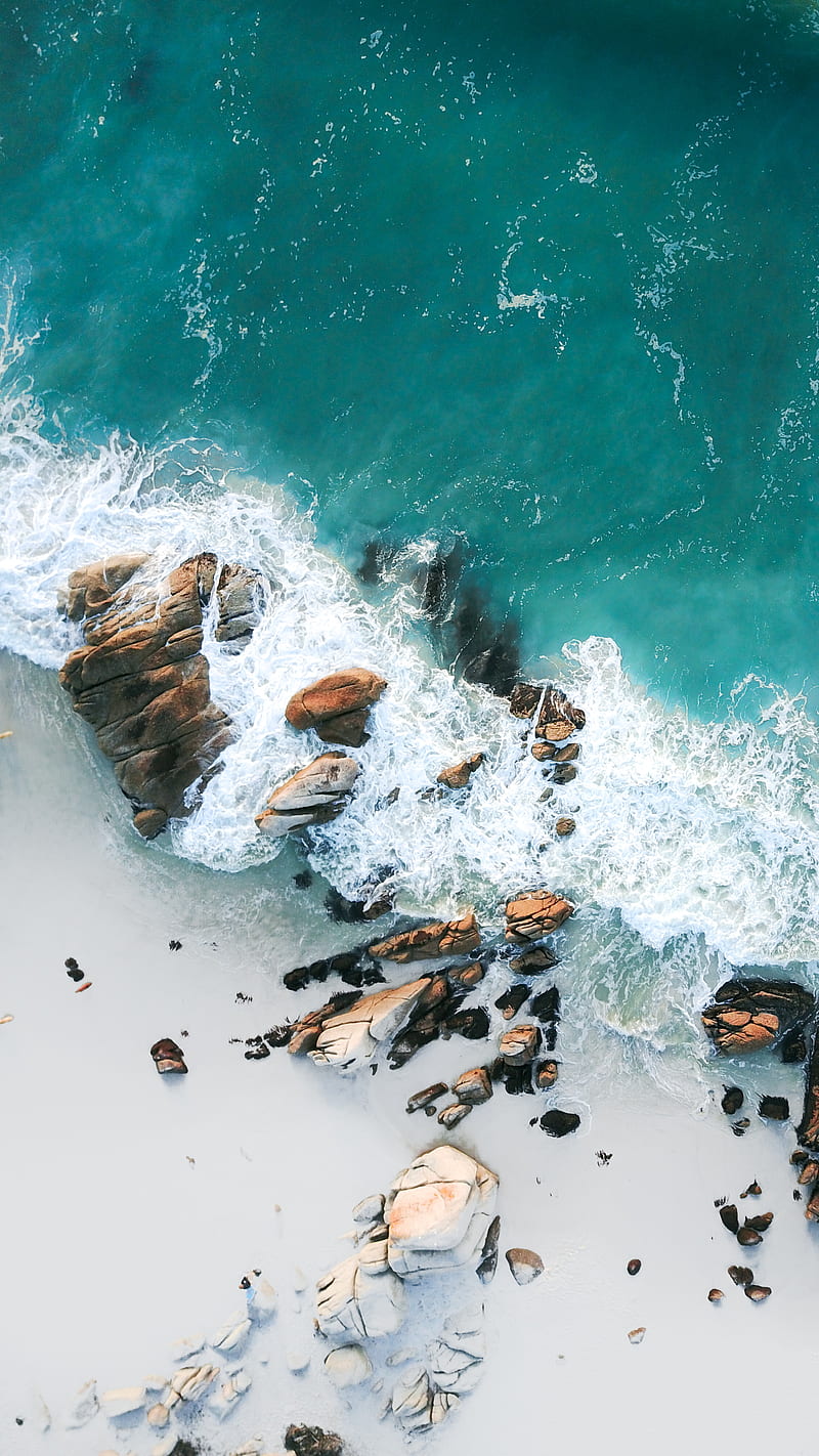 Clifton, Drone, Morne, ocean, rocks, south Africa, HD phone wallpaper