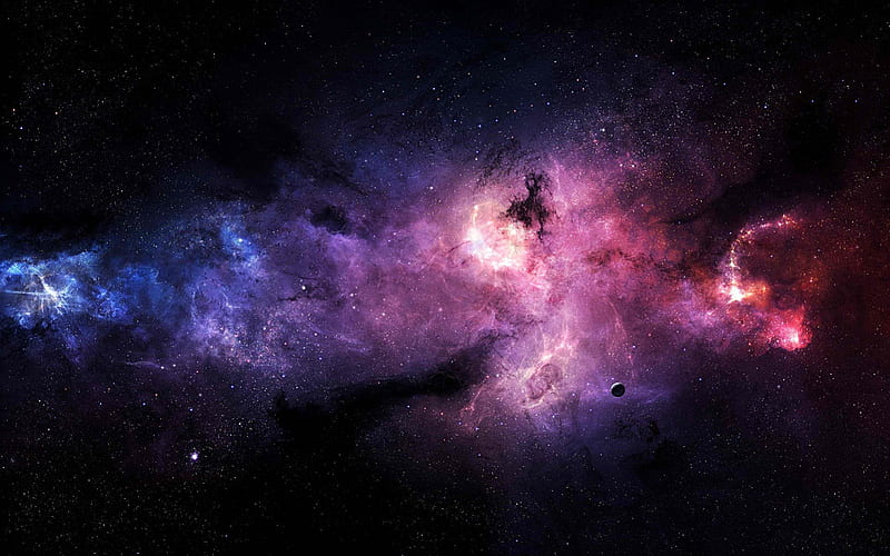 Beautiful nebula cluster, Purple, Nebula, Galaxy, bonito, Blue, Nature, HD wallpaper