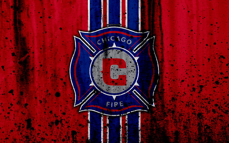 FC Chicago Fire, grunge, MLS, art, Eastern Conference, football club, USA, Chicago Fire, soccer, stone texture, logo, Chicago Fire FC, HD wallpaper