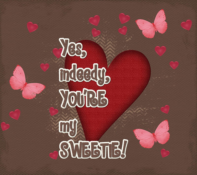 Love, butterflies, heart, pink red, sweetie, text, words, HD wallpaper