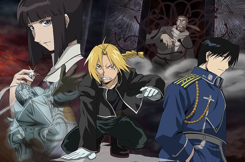 Anime, Fullmetal Alchemist, Edward Elric, Roy Mustang, Alphonse Elric, Van Hohenheim, HD wallpaper