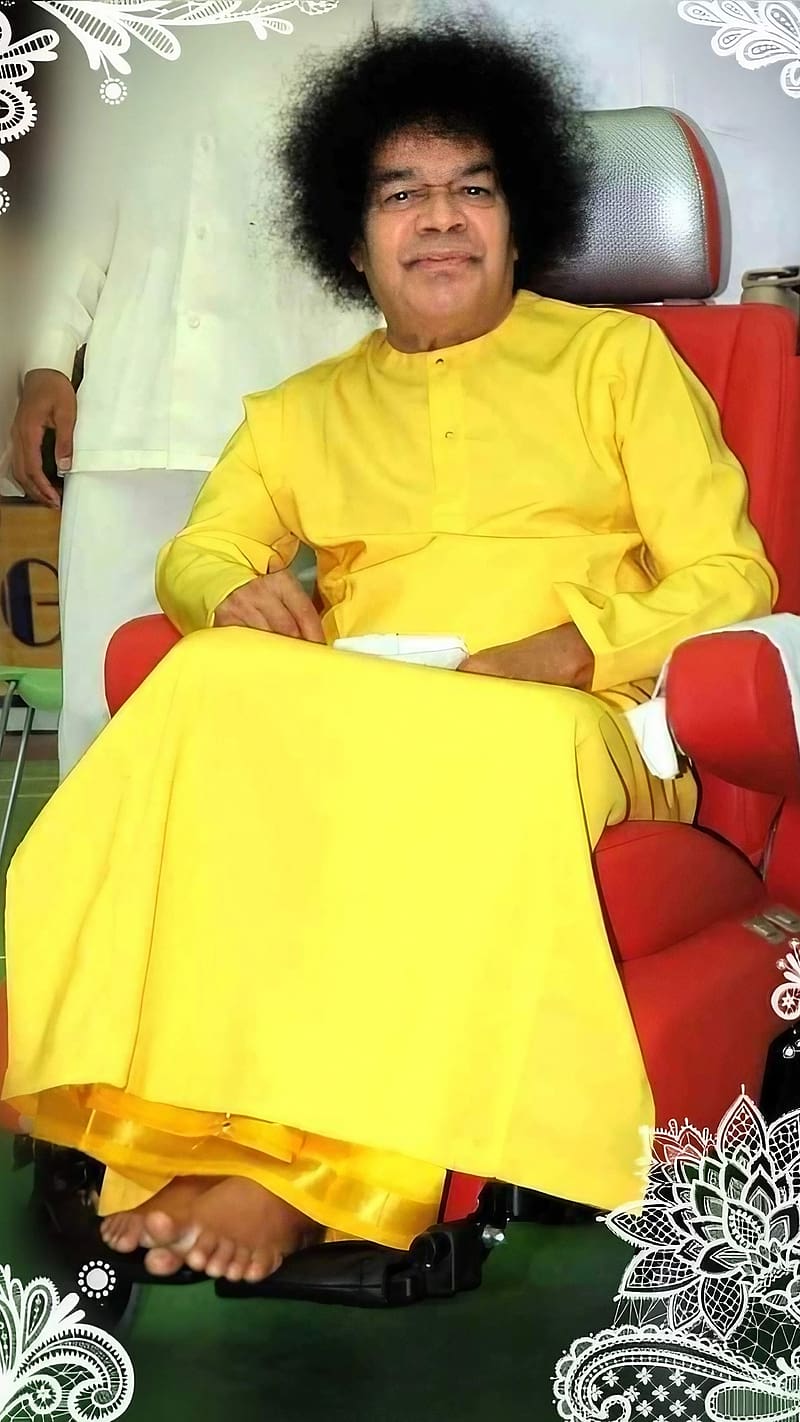 Sri Sathya Sai Baba, Yellow Kafni, indian guru, HD phone wallpaper