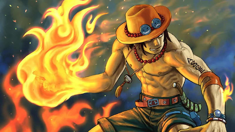 One Piece, anime, black, brown, fire, gray, orange, red, yellow, HD wallpaper