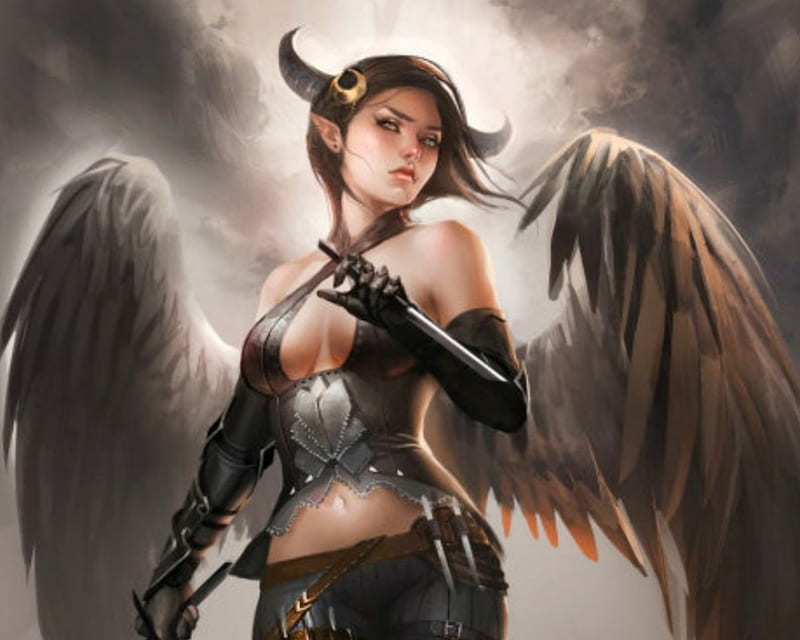 Dark Angel, art, fantasy, woman, angel, HD wallpaper Dark Angel, art, fantasy, woman, angel, HD wallpaper