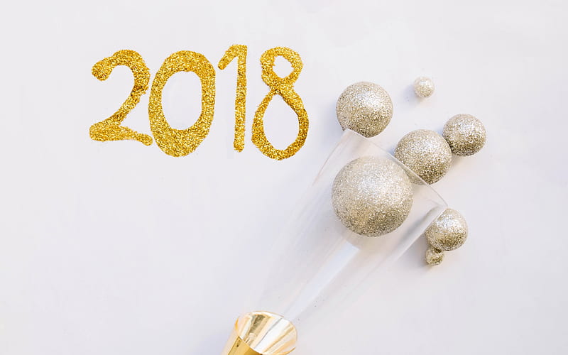 Happy New Year, champagne, 2018 concepts, champagne spray, 2018 Year, HD wallpaper