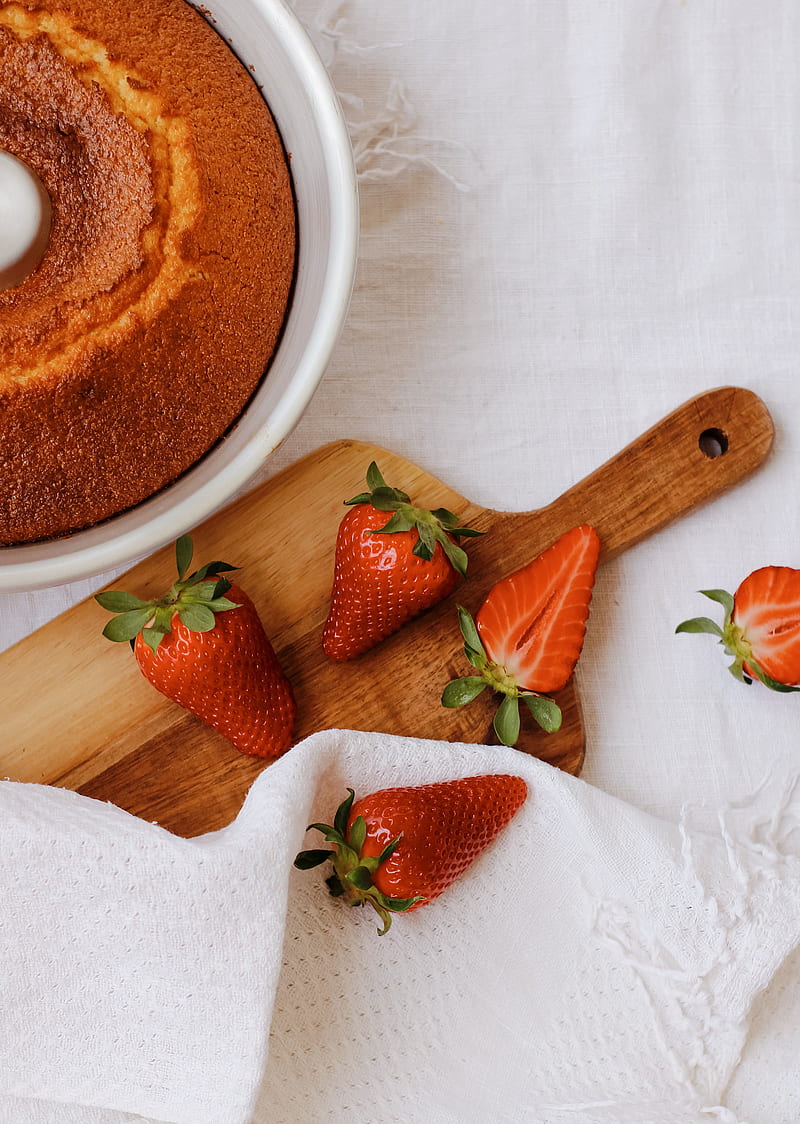 cake, pastries, strawberries, berries, dessert, HD phone wallpaper
