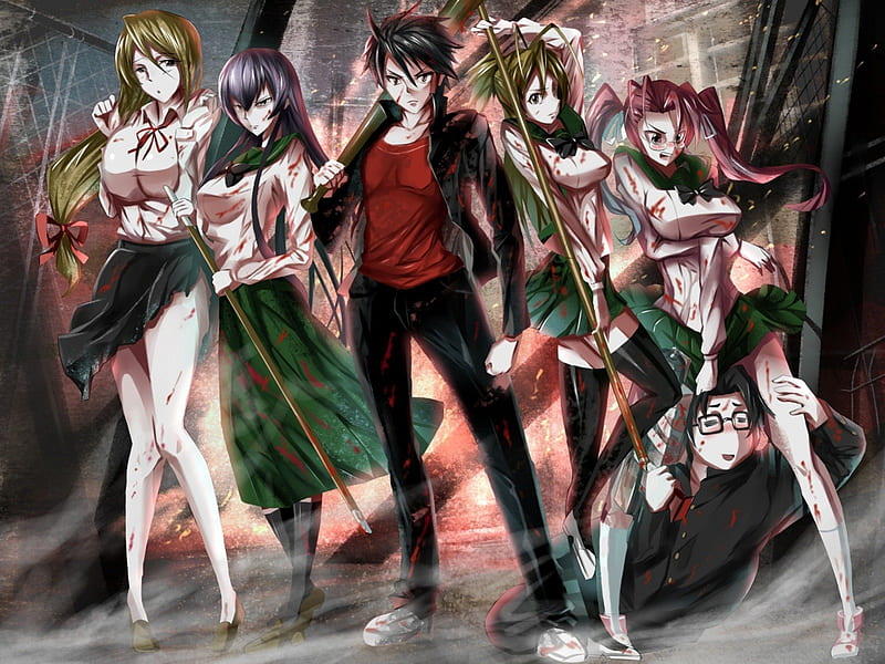 H.O.T.D, takashi, busujima, highschool of the dead, takagi, rei, saeko,  anime, HD wallpaper