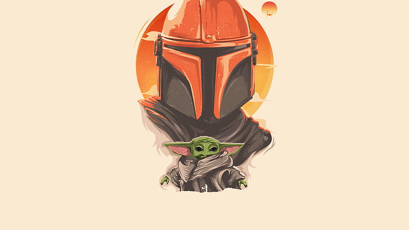 Mandalorian and Baby Yoda Art, HD wallpaper