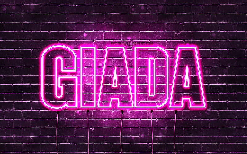 Giada with names, female names, Giada name, purple neon lights, Happy Birtay Giada, popular italian female names, with Giada name, HD wallpaper