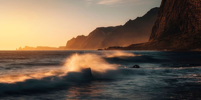 Madeira Ocean Water Sunrise Rocks Down Long Exposure, ocean, long ...