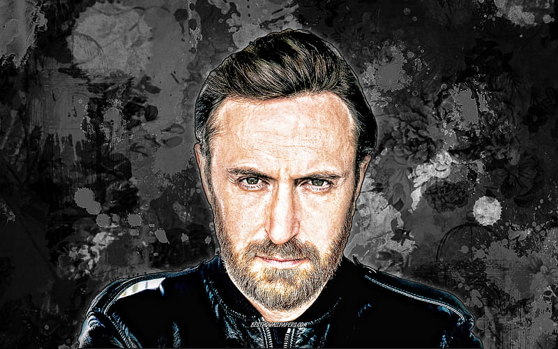 David Guetta, black paint splashes, french DJs, music stars, superstars, David Pierre Guetta, HD wallpaper