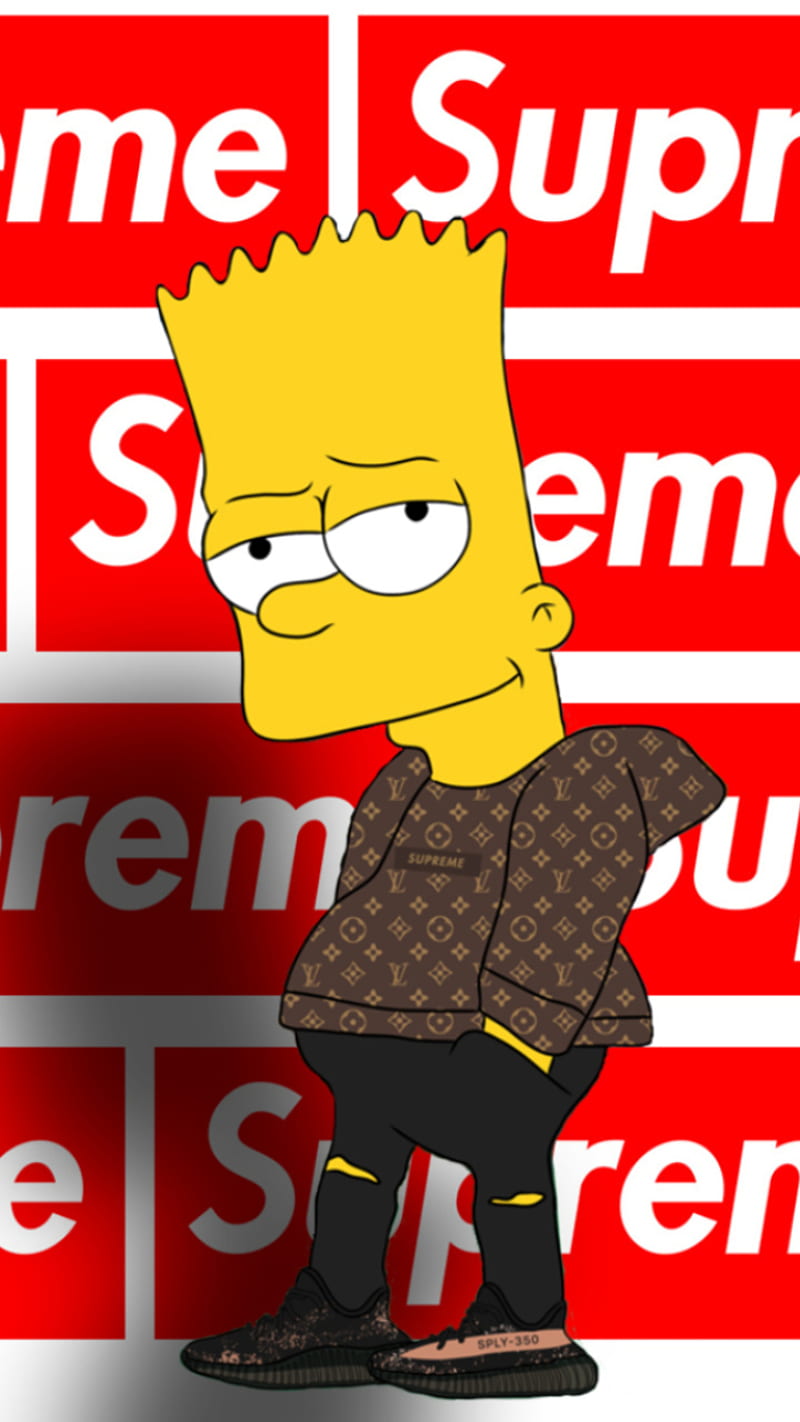Bart flexing yeezy, bart, brown, lit, lv, red, simpson, supreme, trap,  trendy, HD phone wallpaper