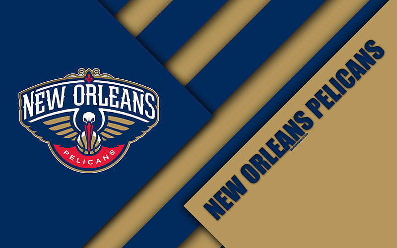 New Orleans Pelicans, NBA logo, material design, American Basketball Club, blue-brown abstraction, New Orleans, Louisiana, USA, basketball, HD wallpaper