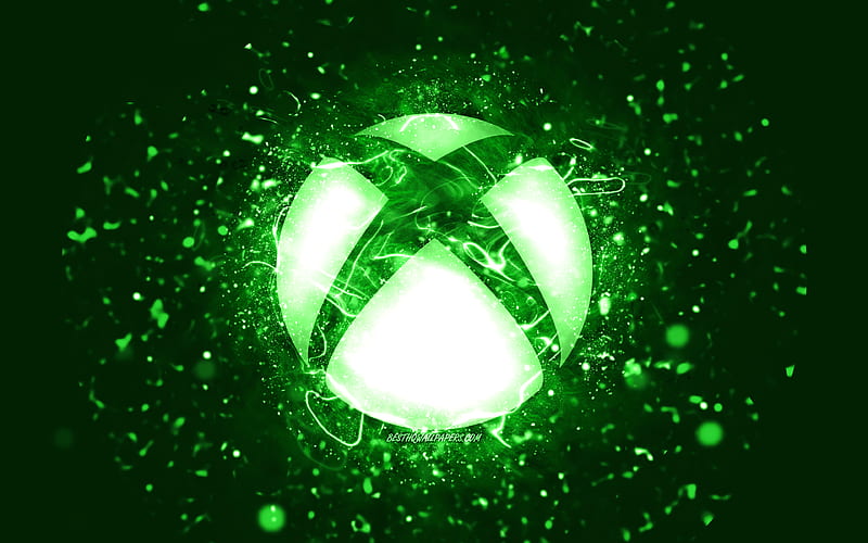 Xbox green logo green neon lights, creative, green abstract background, Xbox logo, OS, Xbox, HD wallpaper