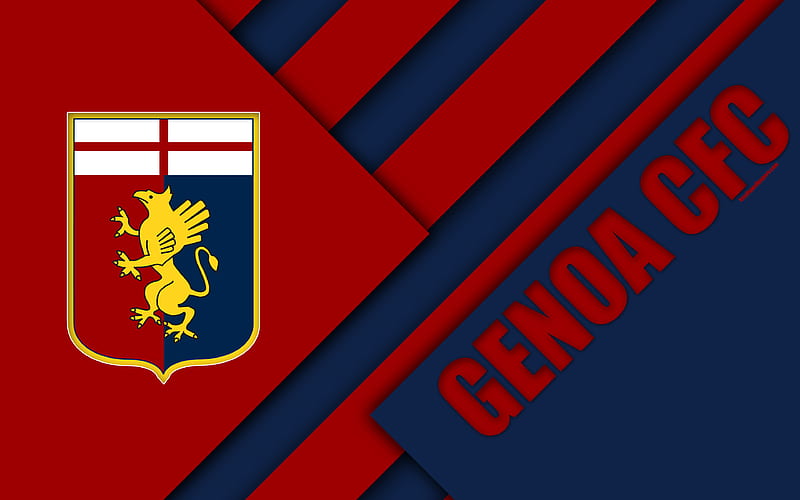 Genoa FC, logo material design, football, Serie A, Genoa, Italy, red blue abstraction, Italian football club, HD wallpaper