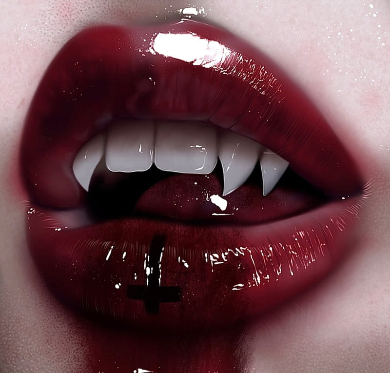 VampireLips, lips, vampire, HD wallpaper
