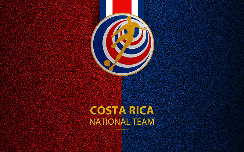 Costa Rica national football team leather texture, North America, Costa Rican Football Federation, logo, emblem, Costa Rica, football, HD wallpaper