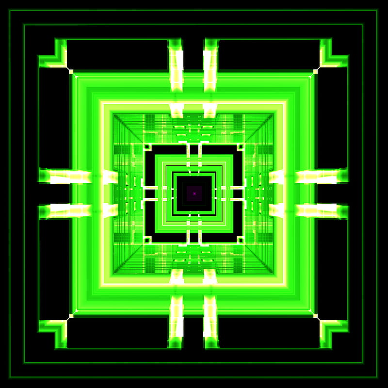 fractal, pattern, geometric, squares, lines, green, HD phone wallpaper