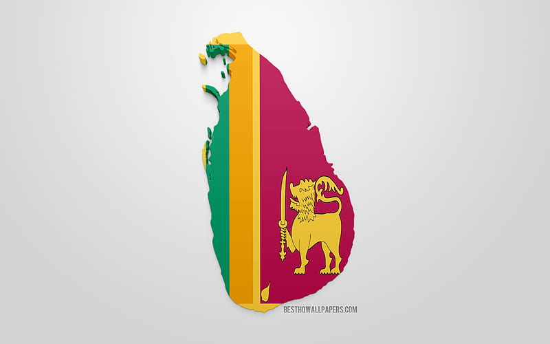 3d flag of Sri Lanka, map silhouette of Sri Lanka, 3d art, Sri Lanka flag, Europe, Sri Lanka, geography, Sri Lanka 3d silhouette, HD wallpaper
