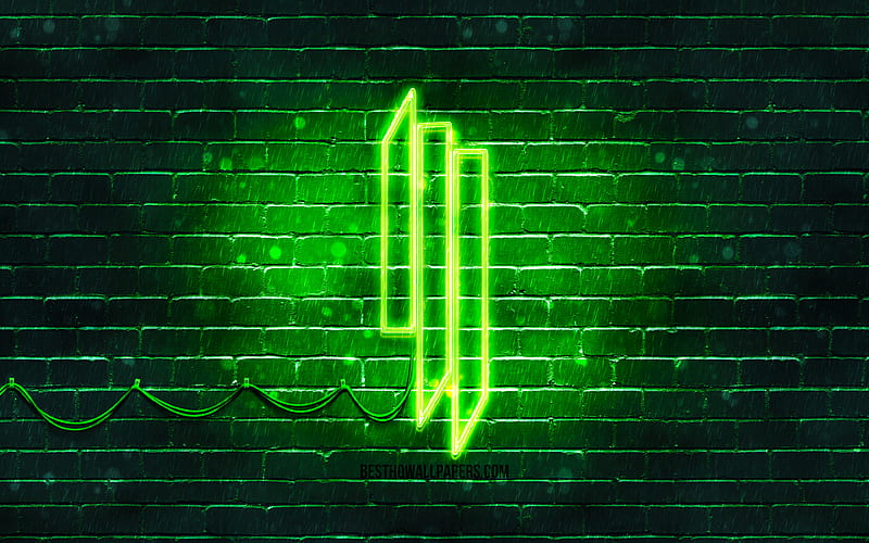 Skrillex green logo superstars, american DJs, green brickwall, Skrillex logo,  HD wallpaper | Peakpx