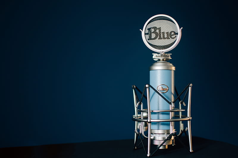 blue and gray Blue condenser microphone, HD wallpaper