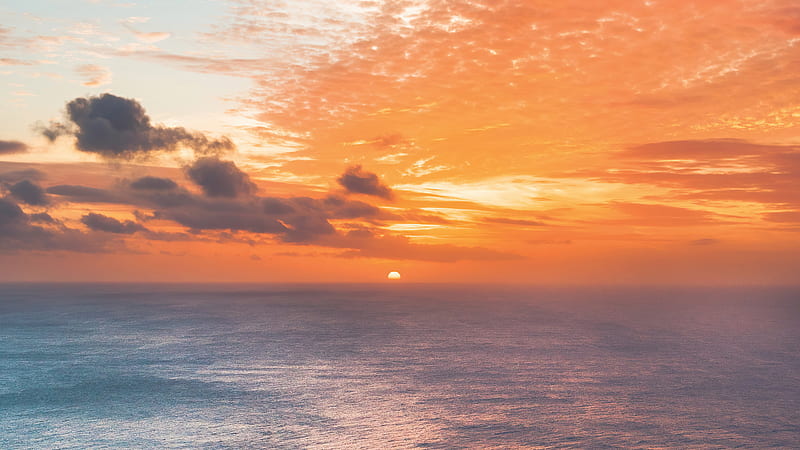 Sunset At Edge Of Ocean , sunset, ocean, nature, HD wallpaper