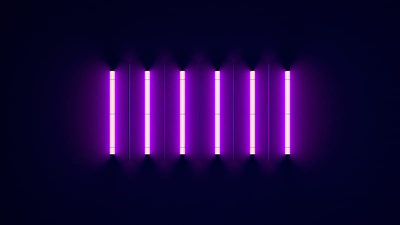 neon light sticks, wall, reflection, purple, HD wallpaper